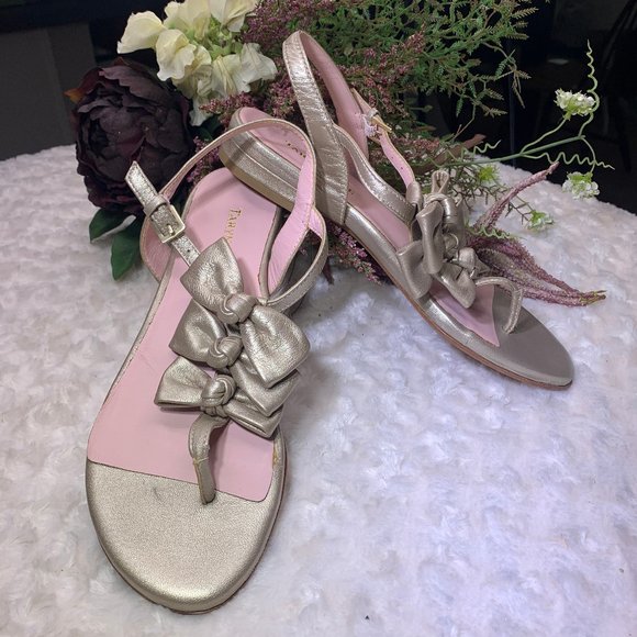 Taryn Rose Champagne Bow Sandal sz 8 - Picture 3 of 5